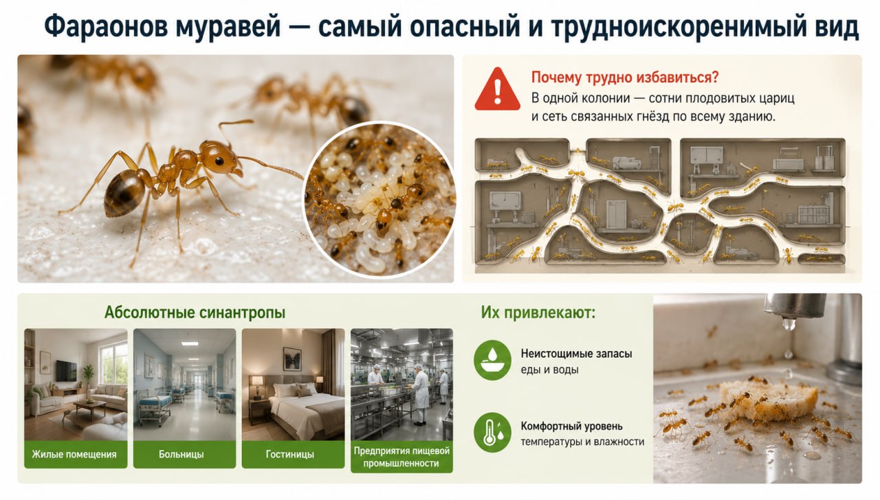 Фараонов муравей &mdash; самый опасный и трудноискоренимый вид
